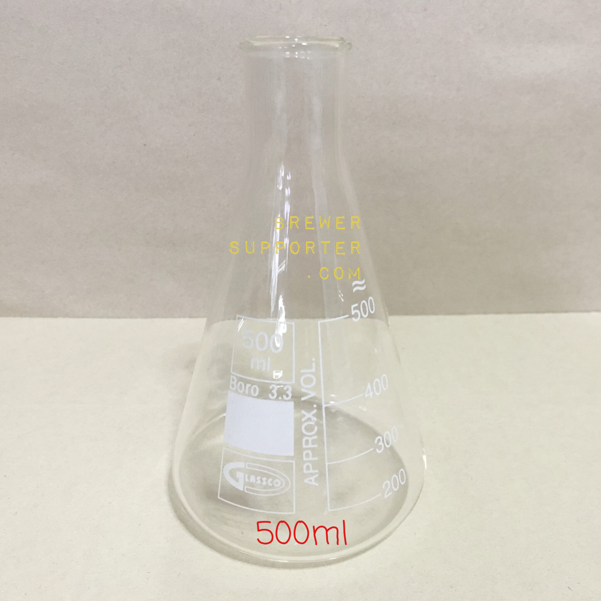 Erlenmeyer Flask ขวดทรงชมพู่ 500ml (Glassco) BrewerSupporter