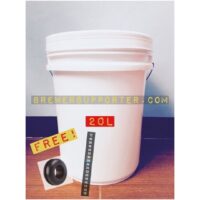 20L bucket with thermometer sticker and airlock grommet