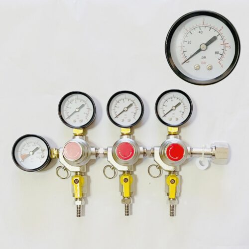 Primary Co2 regulator triple body regulator barb 1/4" outlet.