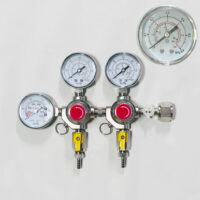 Primary Co2 regulator double body regulator barb 1/4" outlet.