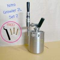 Nitro growler 2L with gas holder for 8g Nitrogen cartridge.