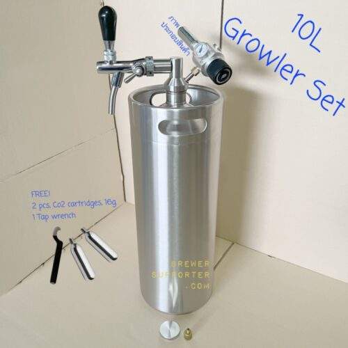 Growler 10L with tap and mini regulator.