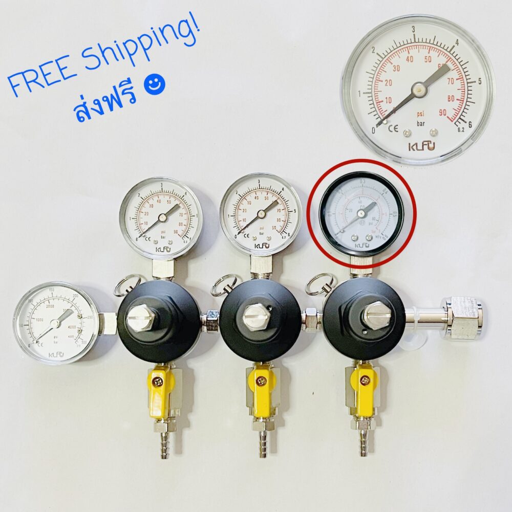 Primary Co2 regulator triple body regulator barb 1/4" outlet.