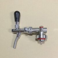 Growler spear with gas post and adjustable flow control tap.