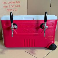 Jockey box adjustable flow control taps 40L with 304 stainless steel coil 15mx2 red.