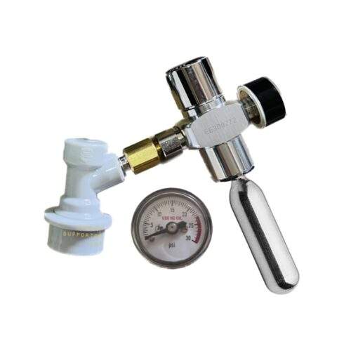 Mini Co2 regulator 1-30psi with ball lock disconnect Gas 1/4" barbed.