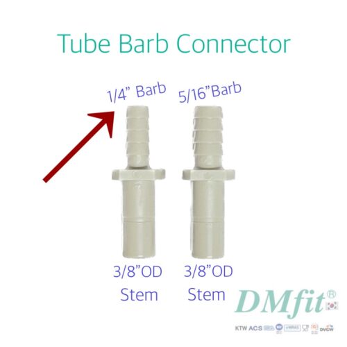 DMfit Tube Barb Connector 3/8″ Stem OD x 1/4″ Barb